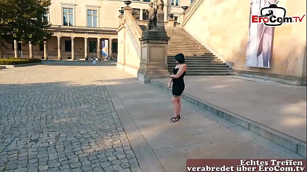 German normal natural girl next door makes real blind date meeting on the street
